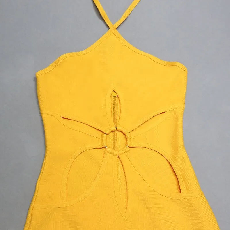 Pre Order:  Yellow Sunflower Bandage Dress