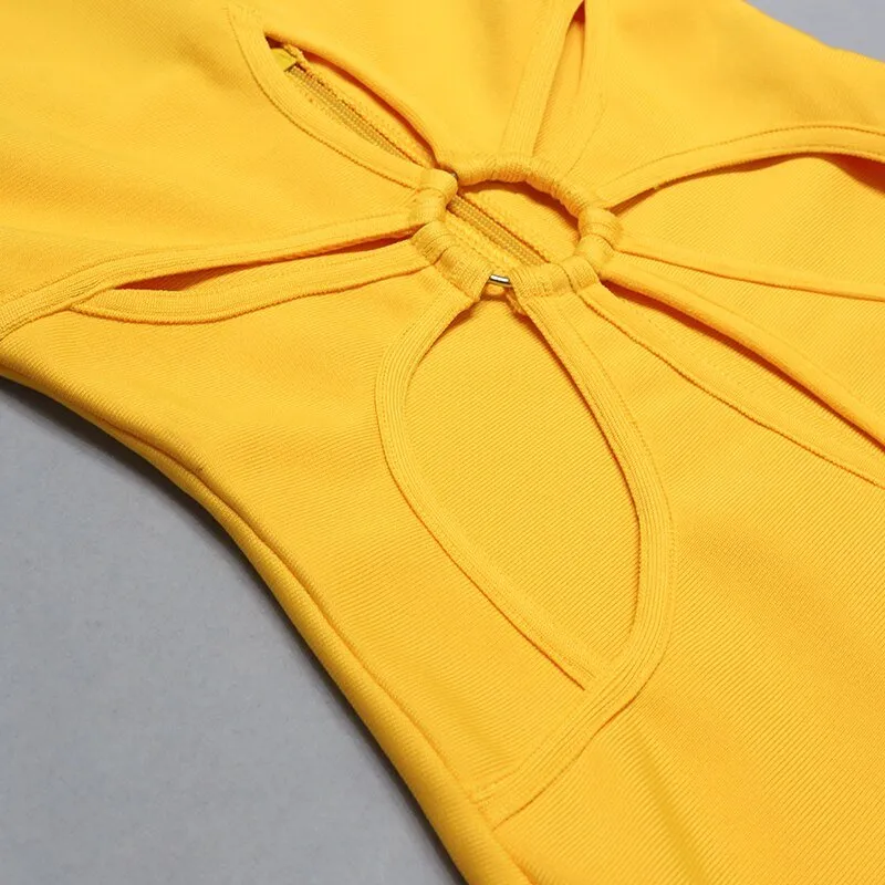 Pre Order:  Yellow Sunflower Bandage Dress