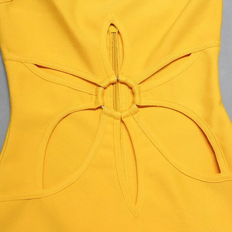 Pre Order:  Yellow Sunflower Bandage Dress