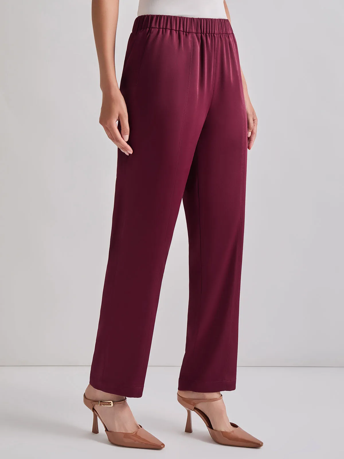 Pull-On Woven Straight Leg Pants