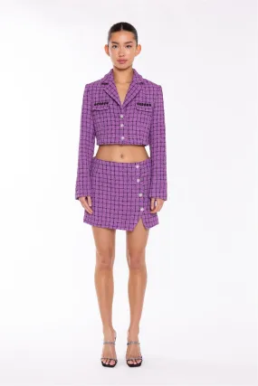 Purple-Check Cropped-Blazer