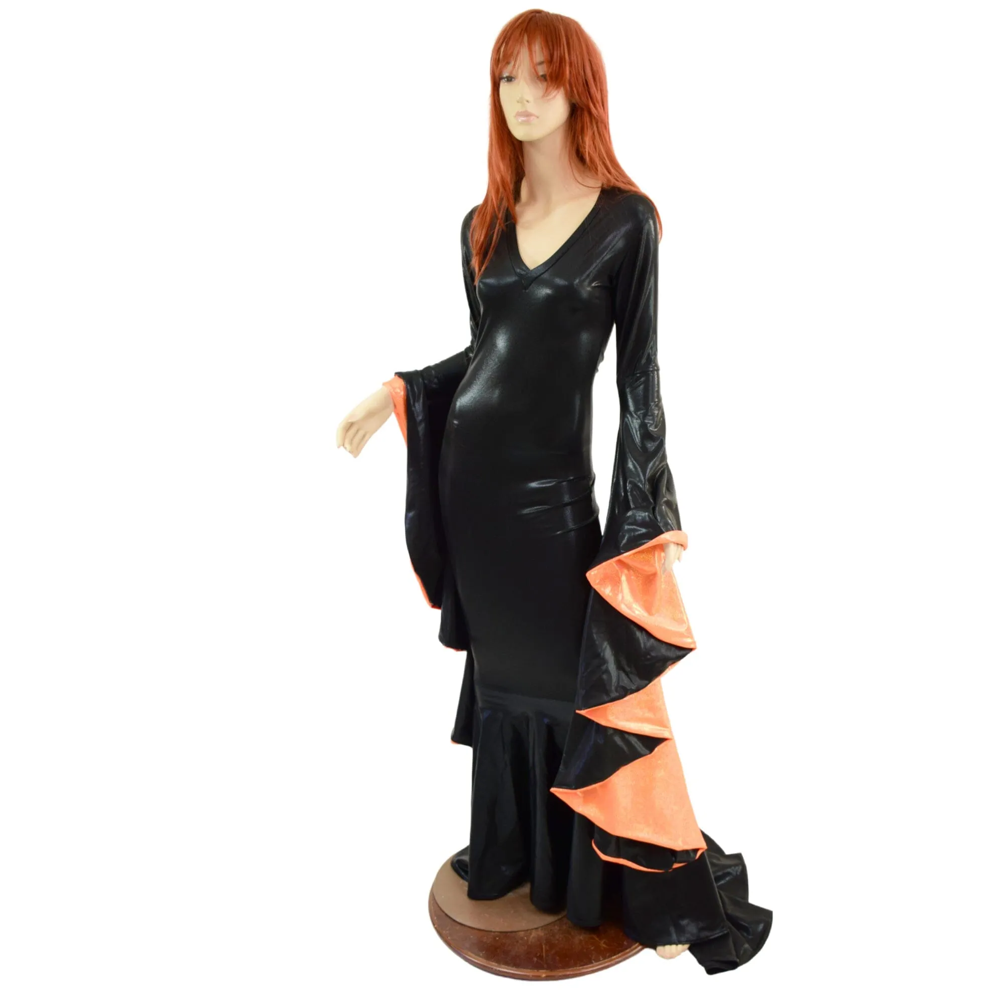 Queen of Halloween Gown with V Neckline & Sorceress Sleeves