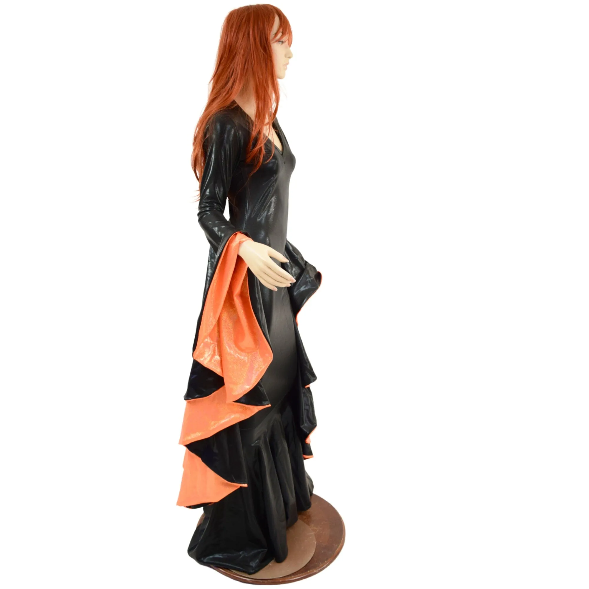 Queen of Halloween Gown with V Neckline & Sorceress Sleeves