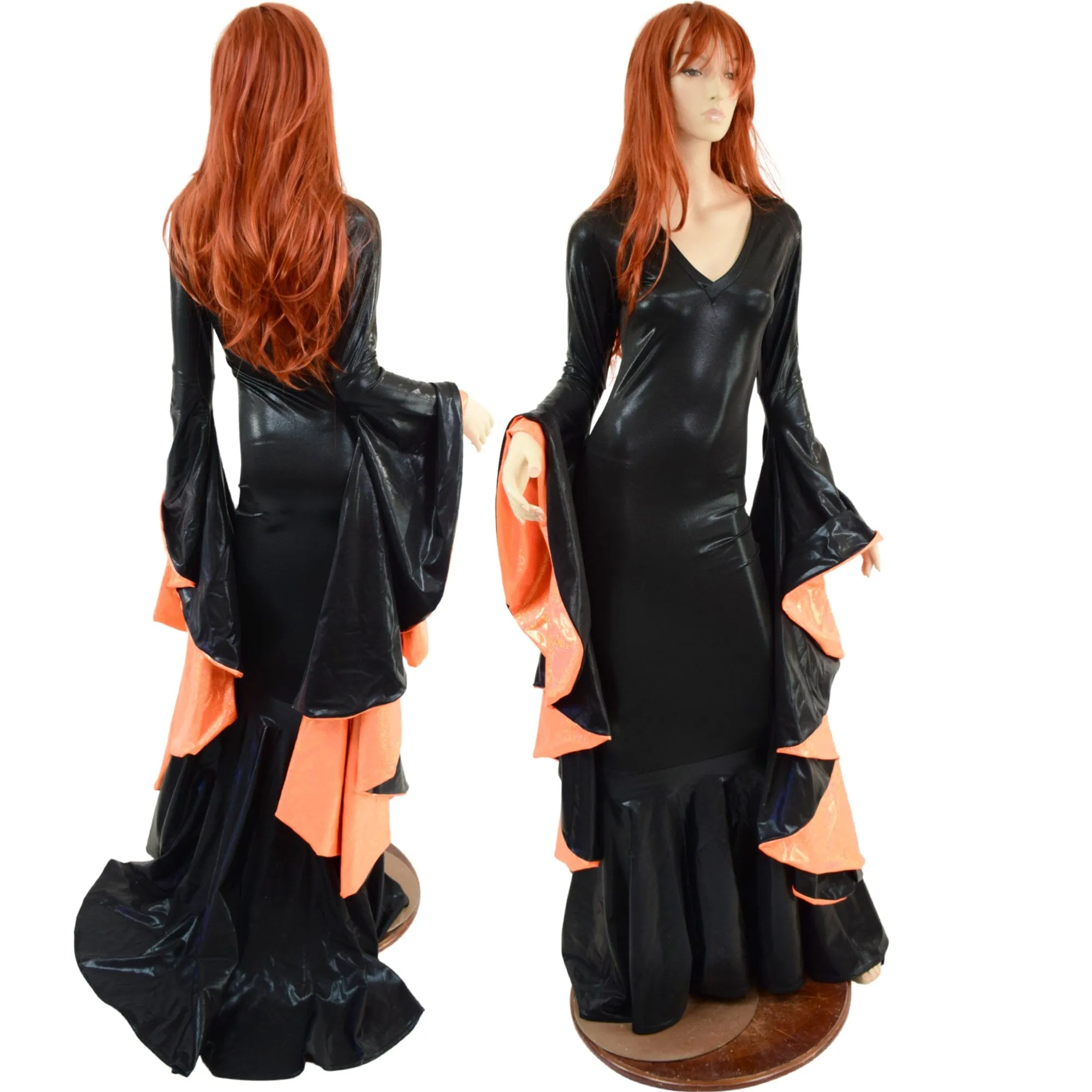 Queen of Halloween Gown with V Neckline & Sorceress Sleeves