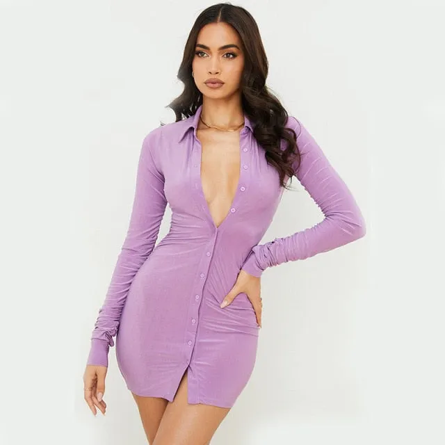 Savannah Ruched Bodycon Shirt Dress