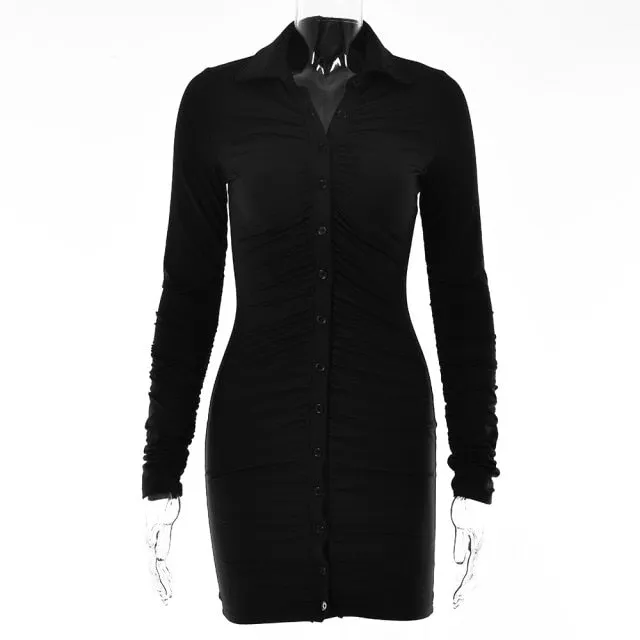 Savannah Ruched Bodycon Shirt Dress