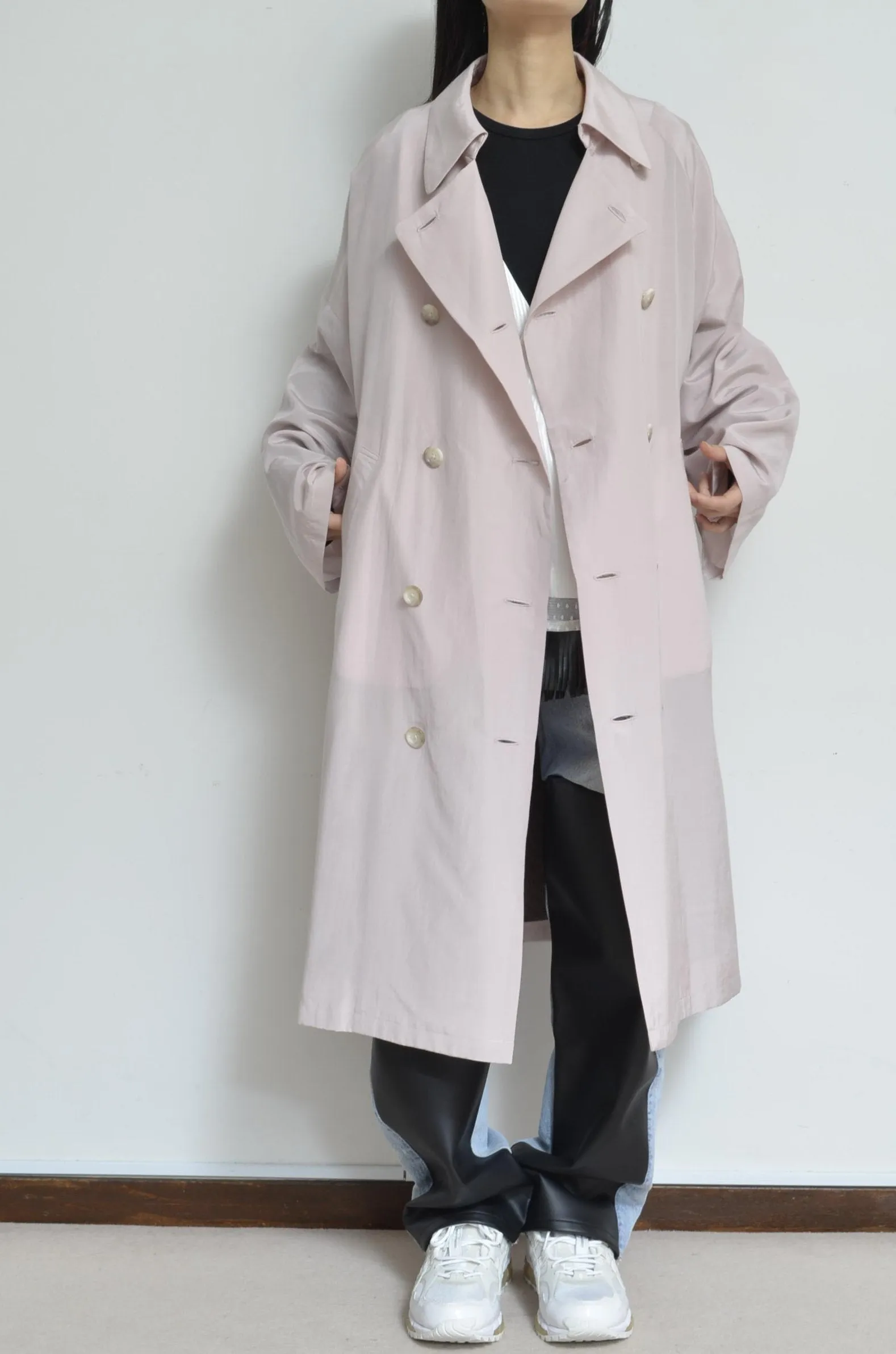 SCARF-LINED TRENCH COAT/PINK/01