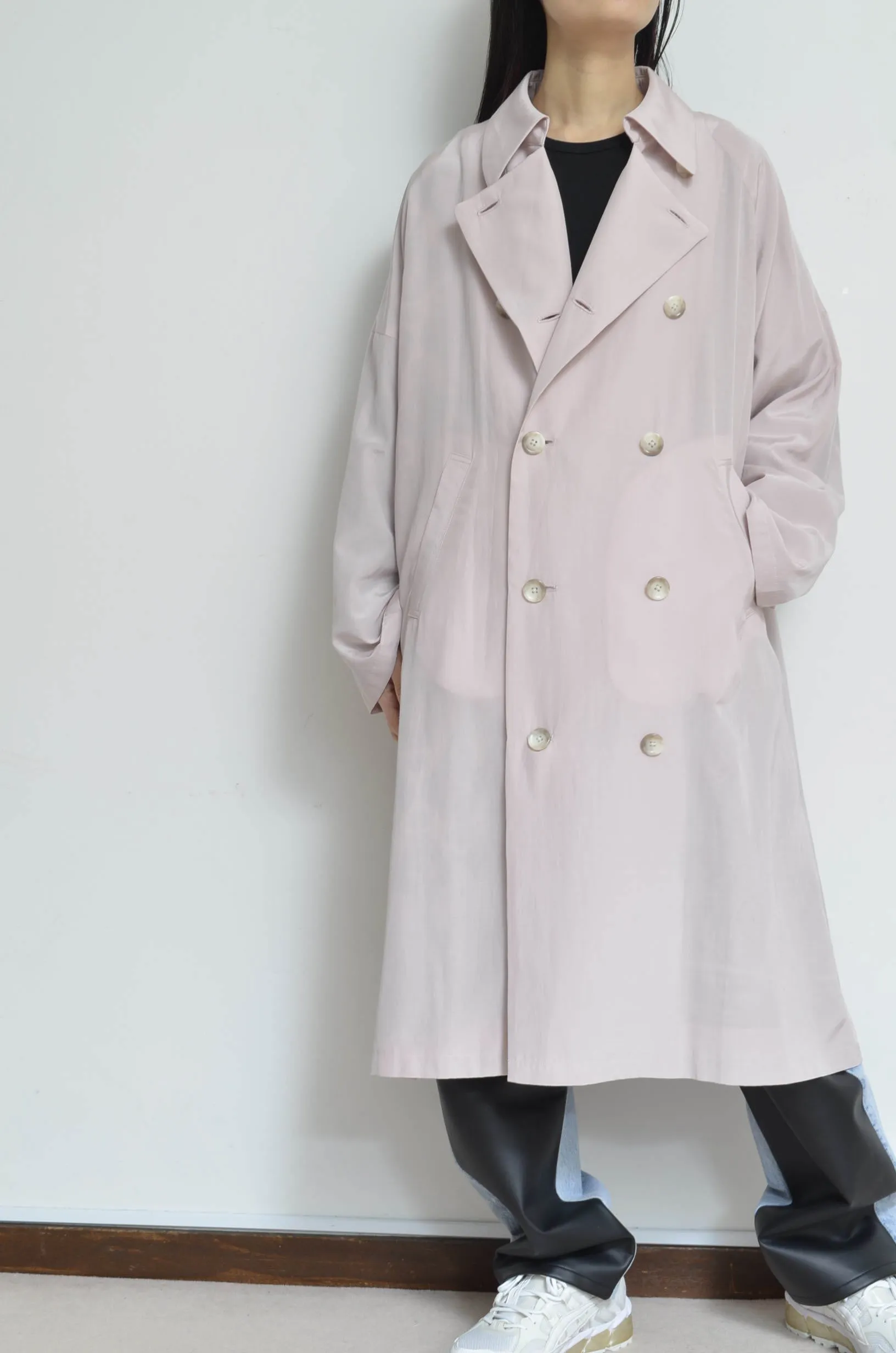 SCARF-LINED TRENCH COAT/PINK/01