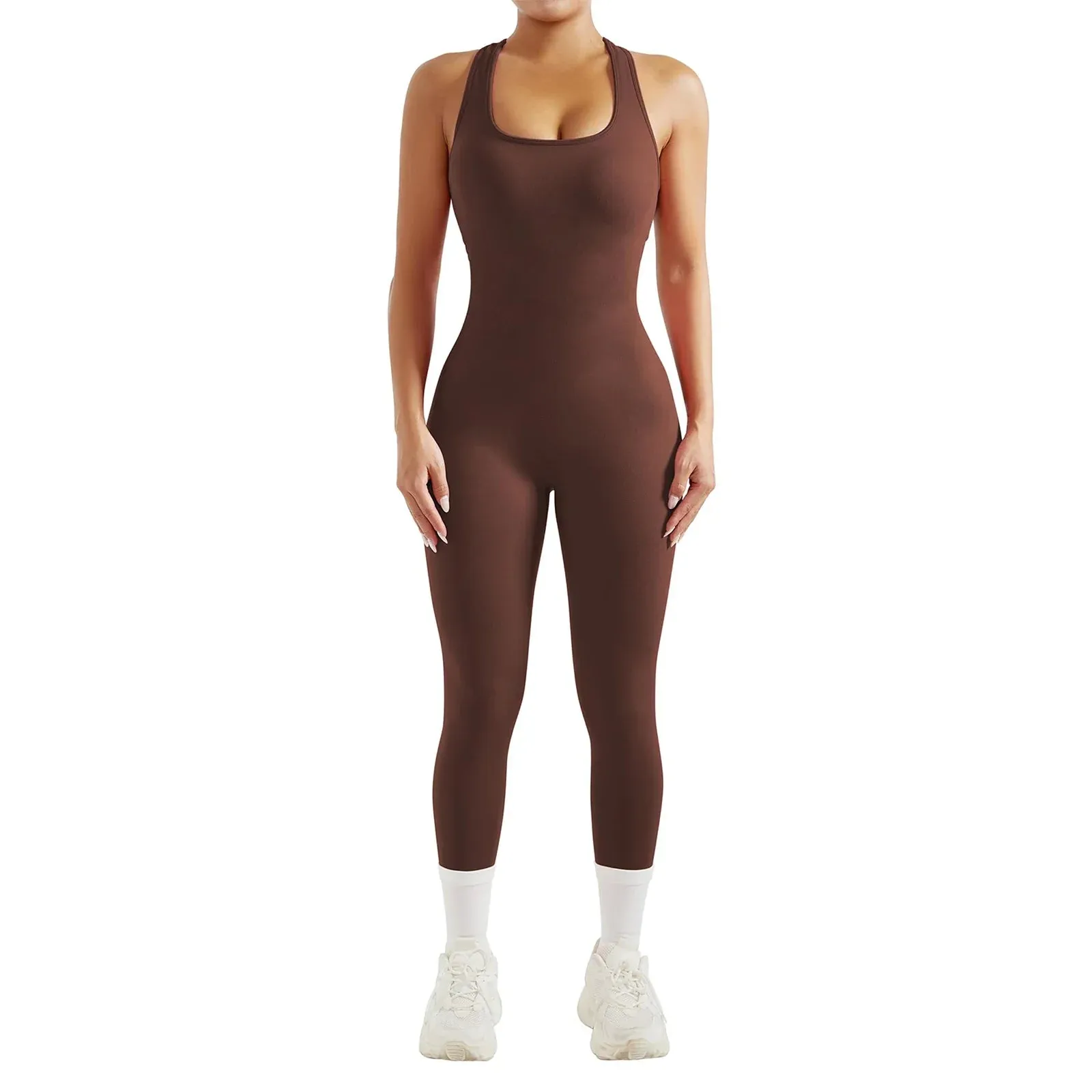 Seamless Gym Racerback Tummy Control Unitard Bodycon Workout Romper