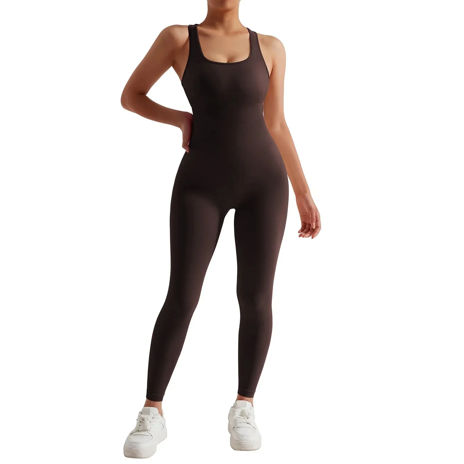 Seamless Gym Racerback Tummy Control Unitard Bodycon Workout Romper