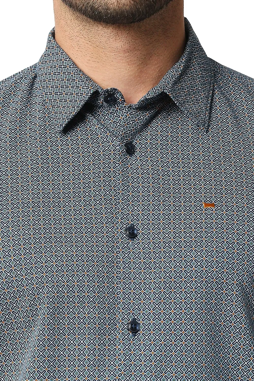 Slim Fit Cotton Viscose Printed Shirt