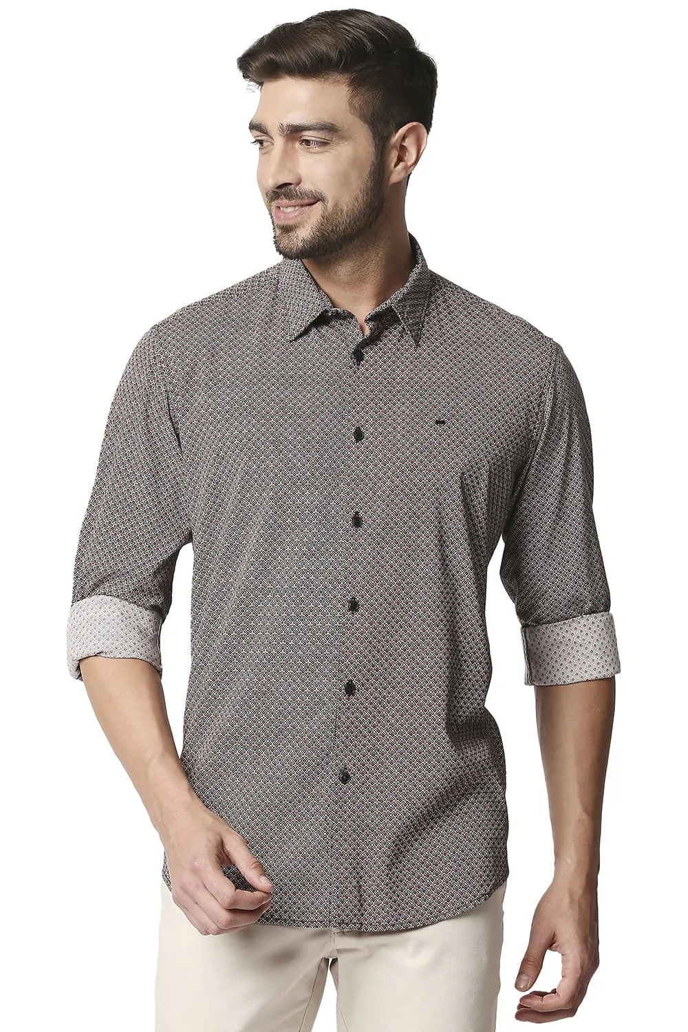 Slim Fit Cotton Viscose Printed Shirt