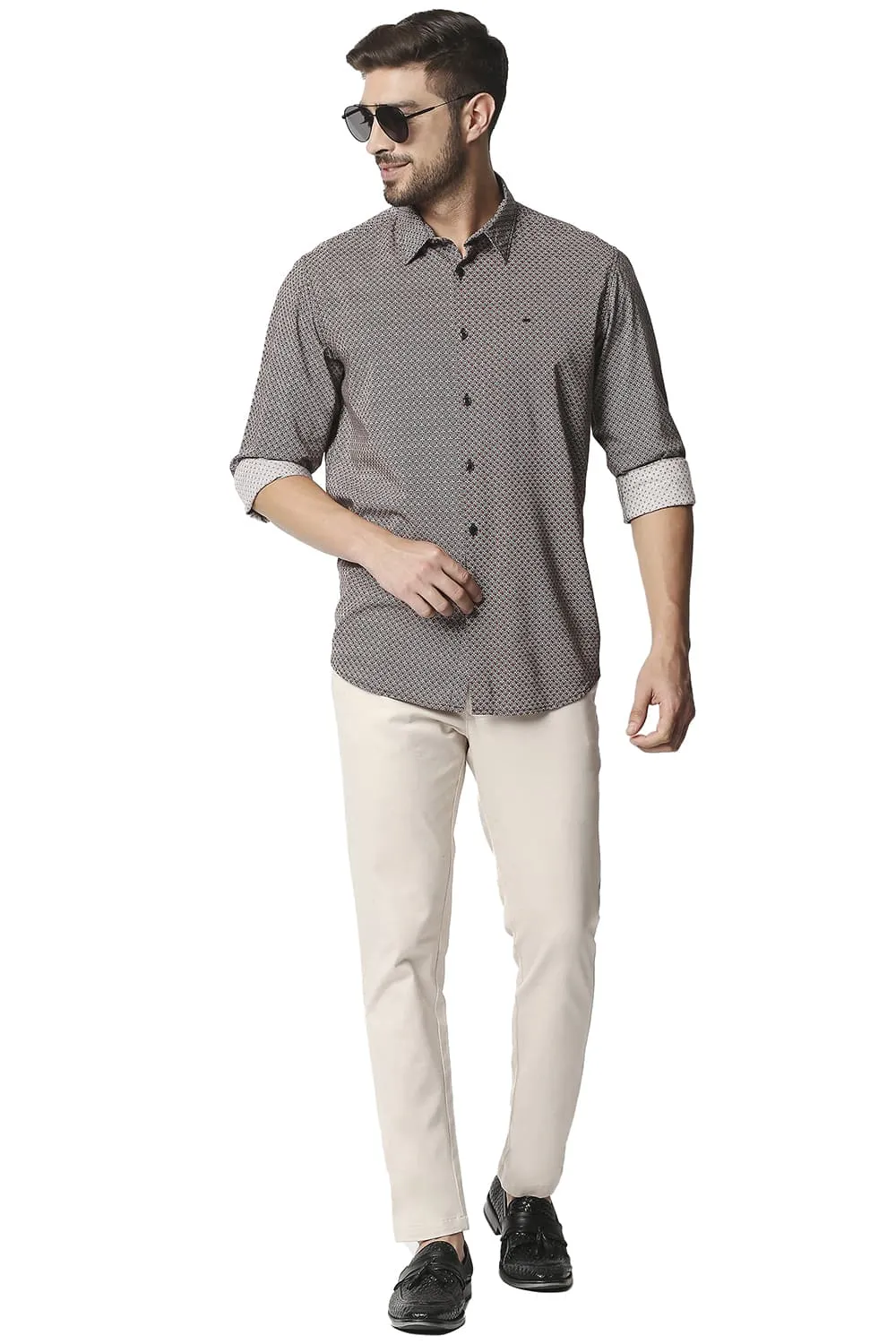 Slim Fit Cotton Viscose Printed Shirt