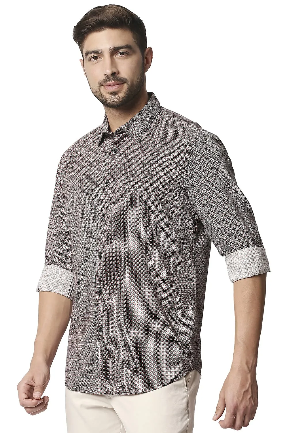 Slim Fit Cotton Viscose Printed Shirt