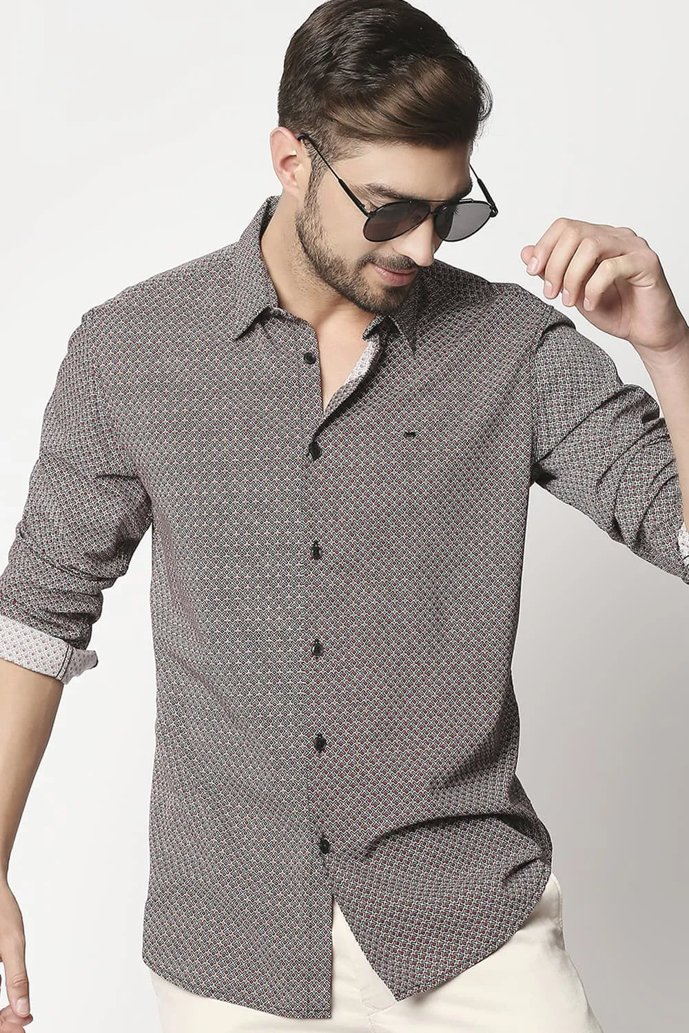 Slim Fit Cotton Viscose Printed Shirt