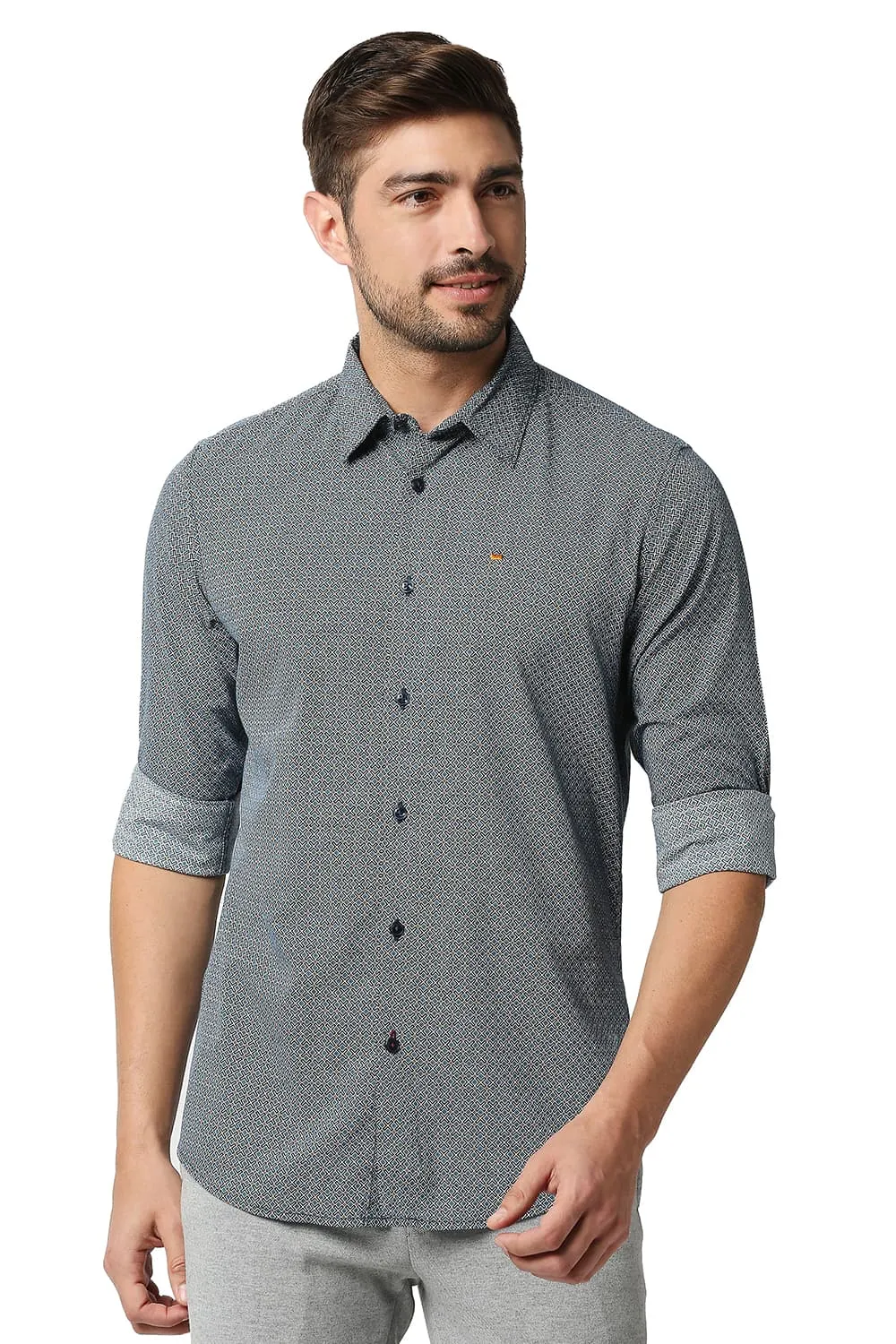 Slim Fit Cotton Viscose Printed Shirt