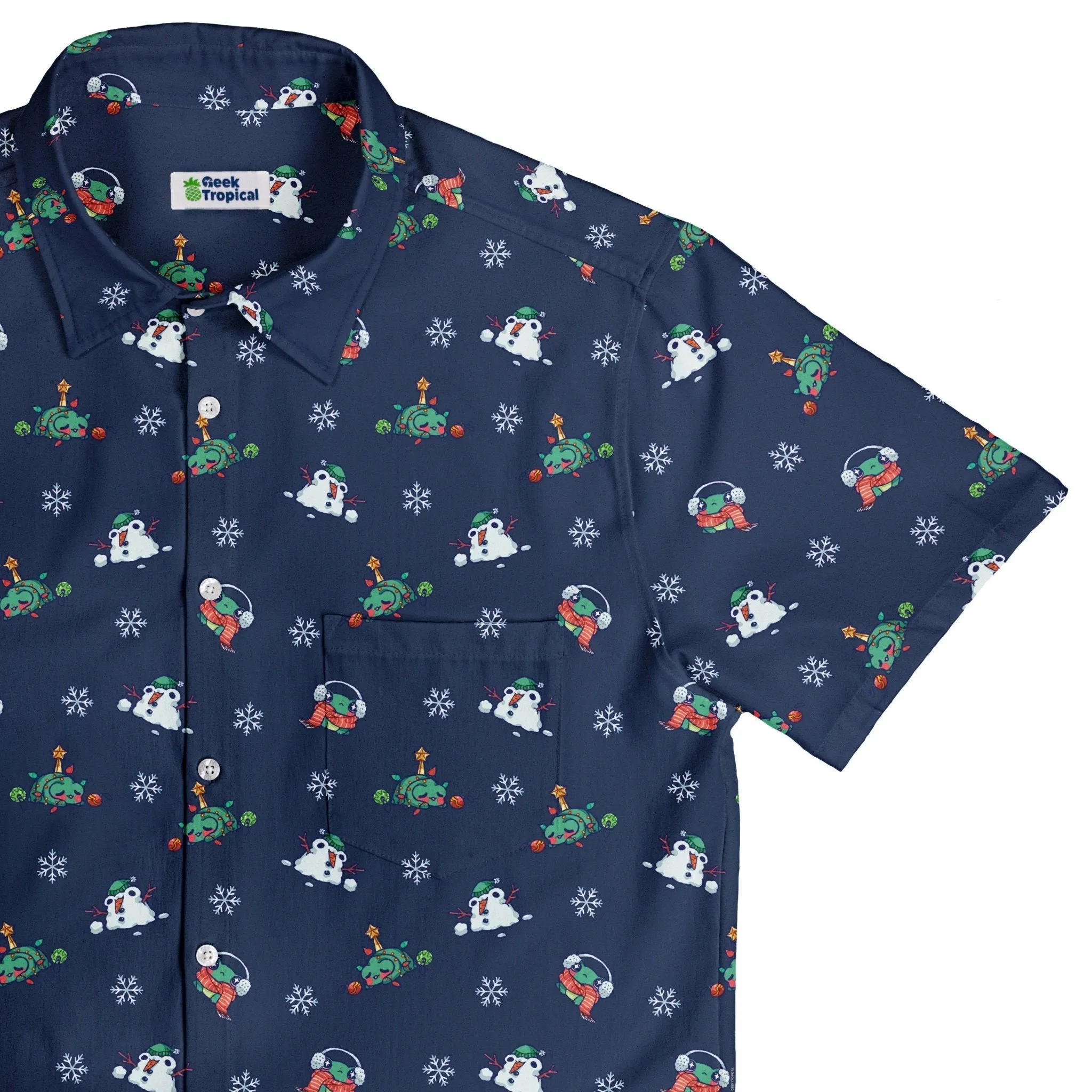 Snowing Frogs Chilly Night Button Up Shirt