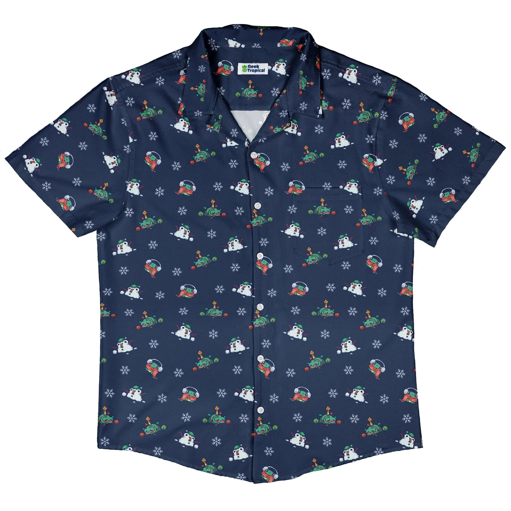 Snowing Frogs Chilly Night Button Up Shirt