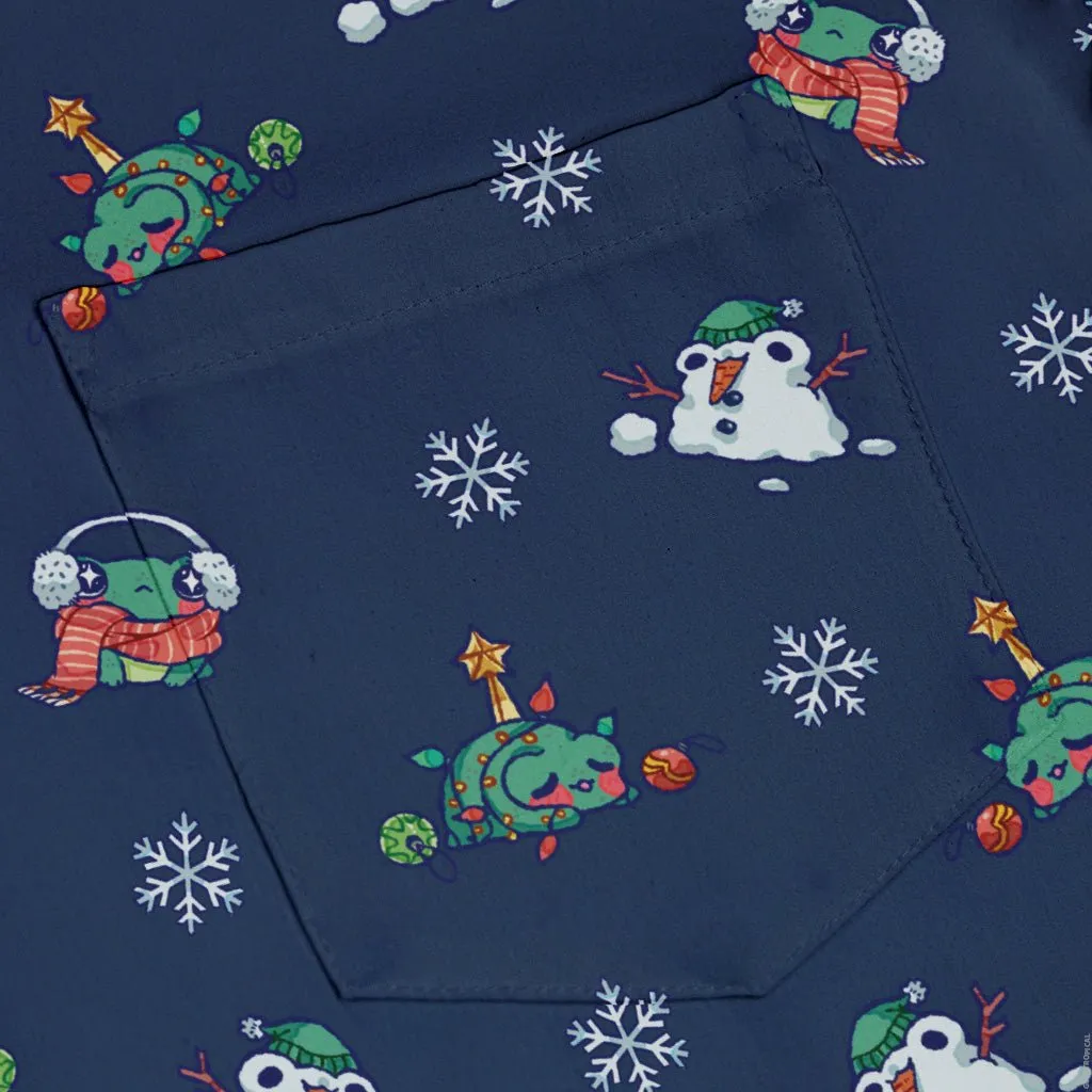 Snowing Frogs Chilly Night Button Up Shirt