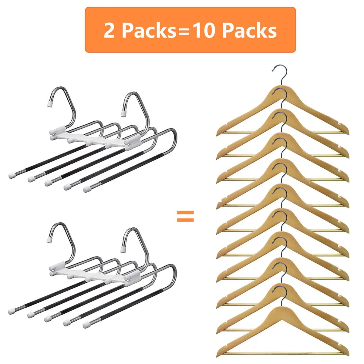 Space Saving S-Type Stainless Steel Clothes Pants Hangers