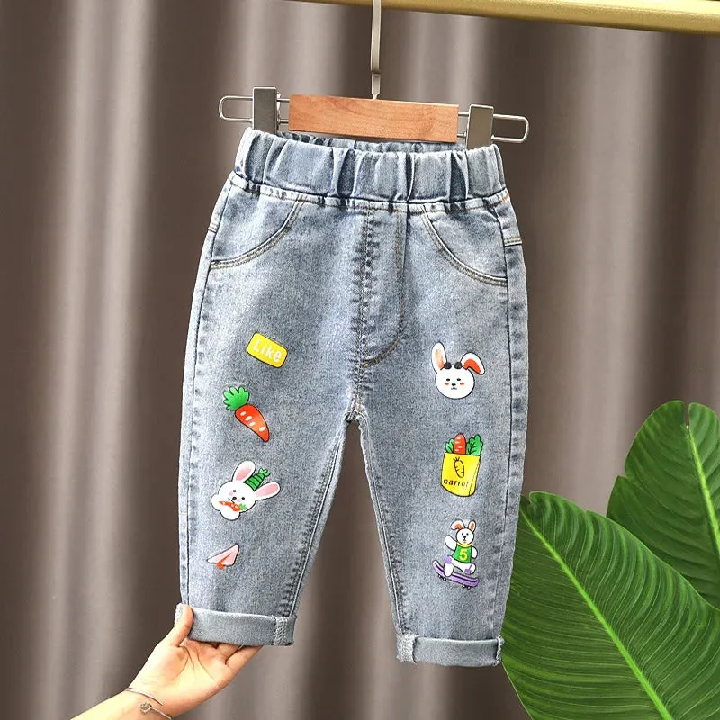 Spring kids girl's clothes baby loose straight leg jeans trousers for girls clothing children outdoor all-match denim pants