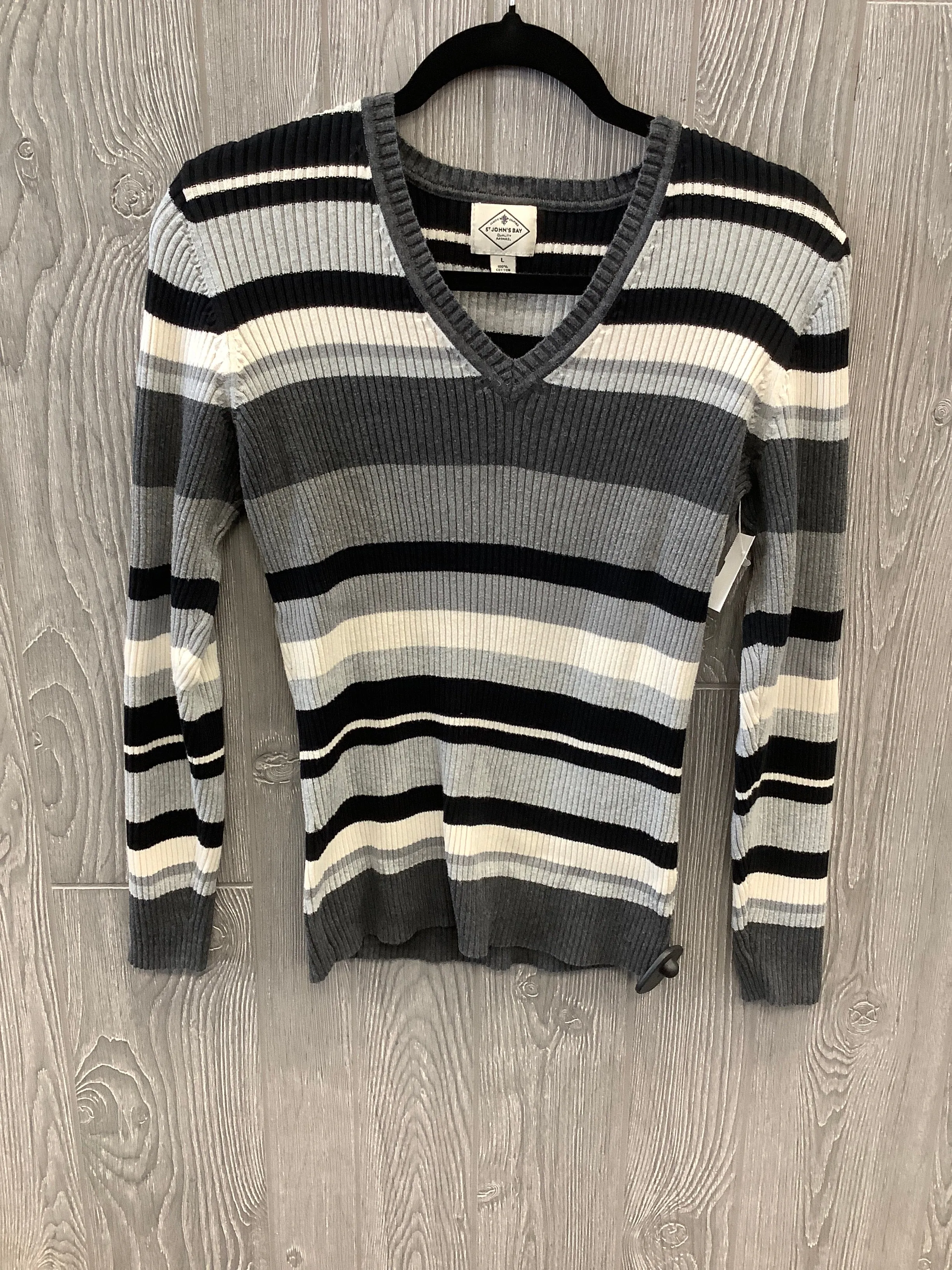 Striped Pattern Top Long Sleeve St Johns Bay, Size L