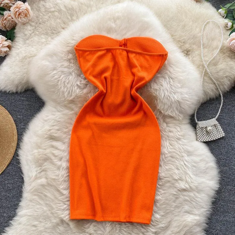 Suzie Tube Bodycon Dress In Orange