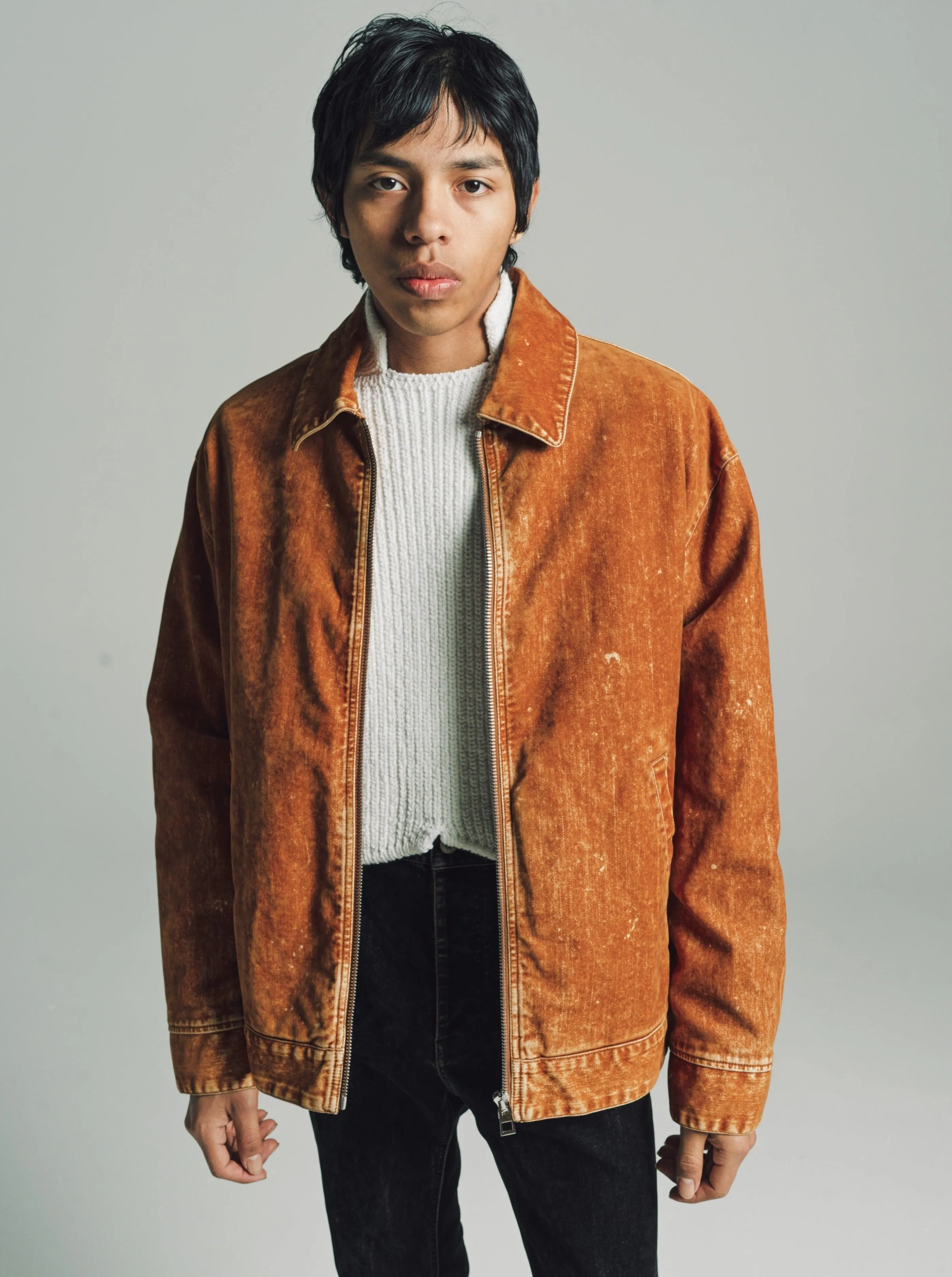 Terracotta Denim Bomber Jacket