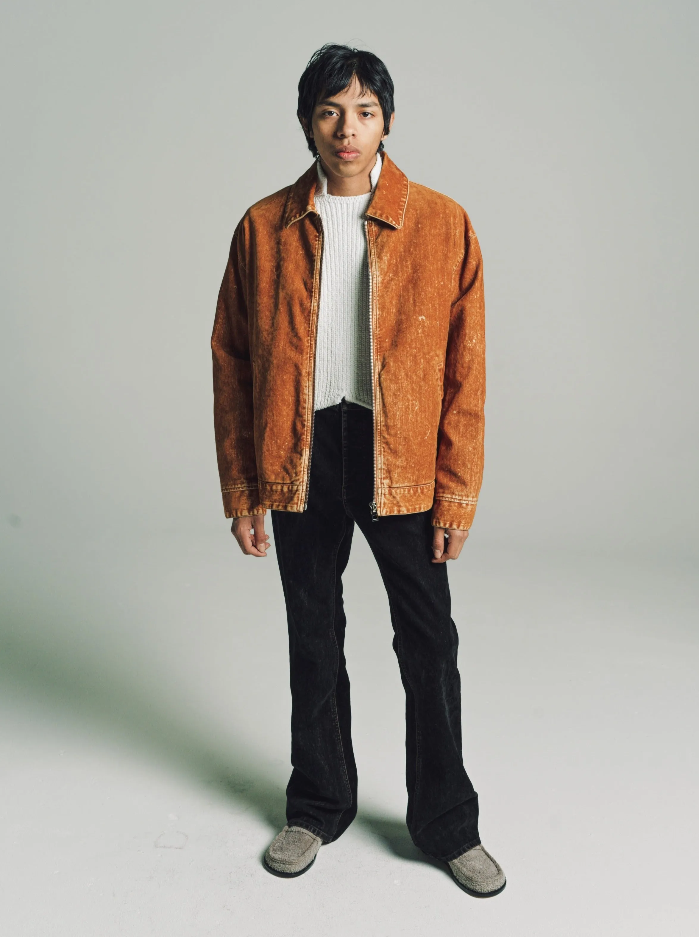 Terracotta Denim Bomber Jacket