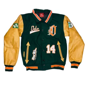 The ODE Swin Team Green & Orange Varsity Jacket