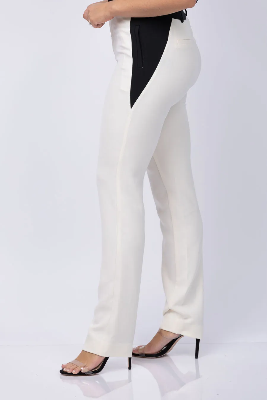 Toccin Reagan Side Slice Trouser in Jet Cream