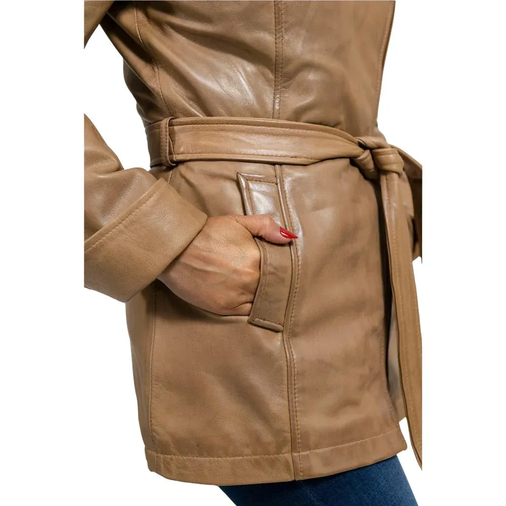 Traci Womens Leather Jacket Camel