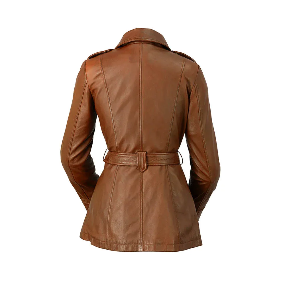 Traci Womens Leather Jacket Dark Cognac