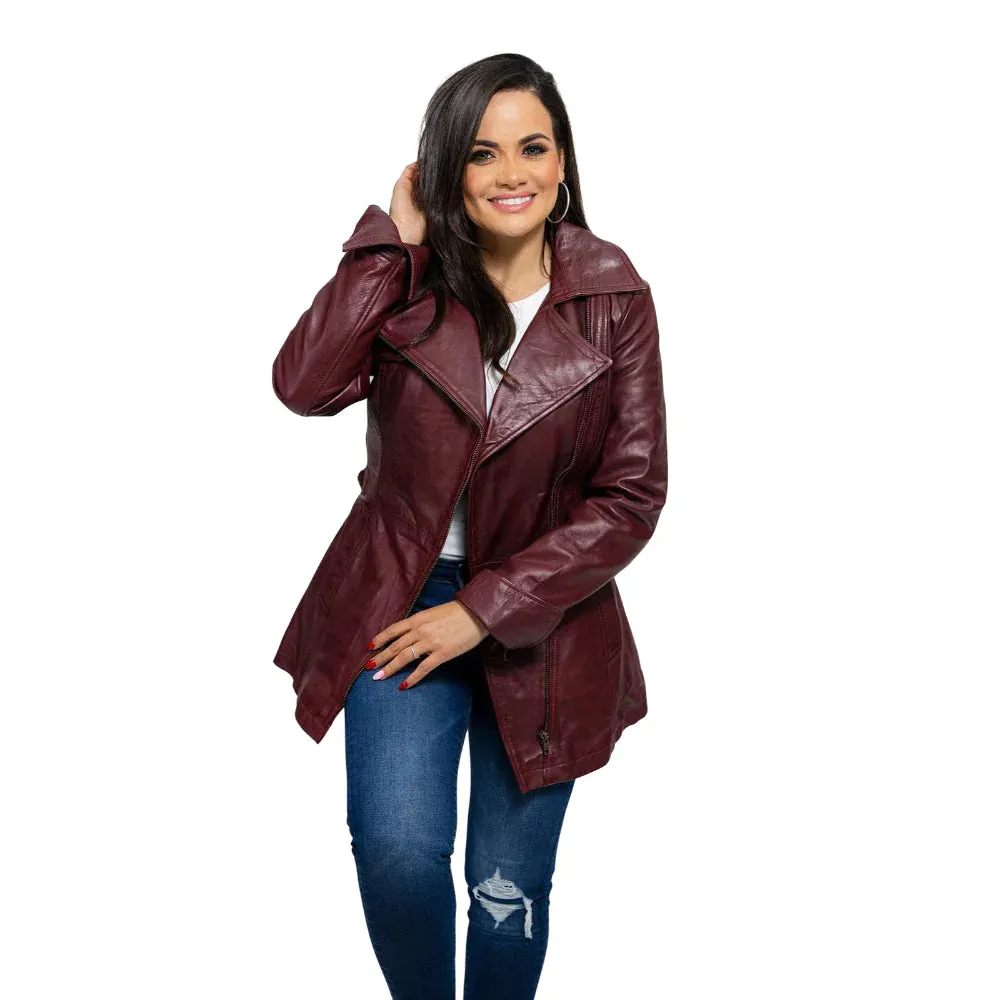 Traci Womens Leather Jacket Oxblood