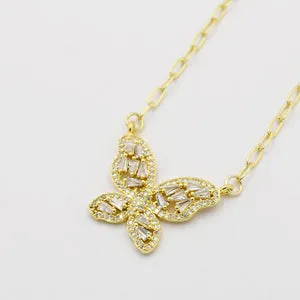 Treasure Jewels Crystal Butterfly Charm Necklace