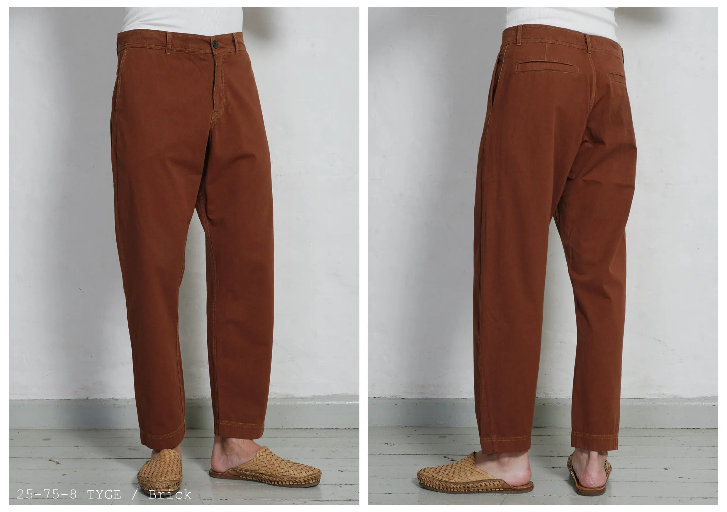 TYGE | Wide Cut Cropped Trousers | Brick