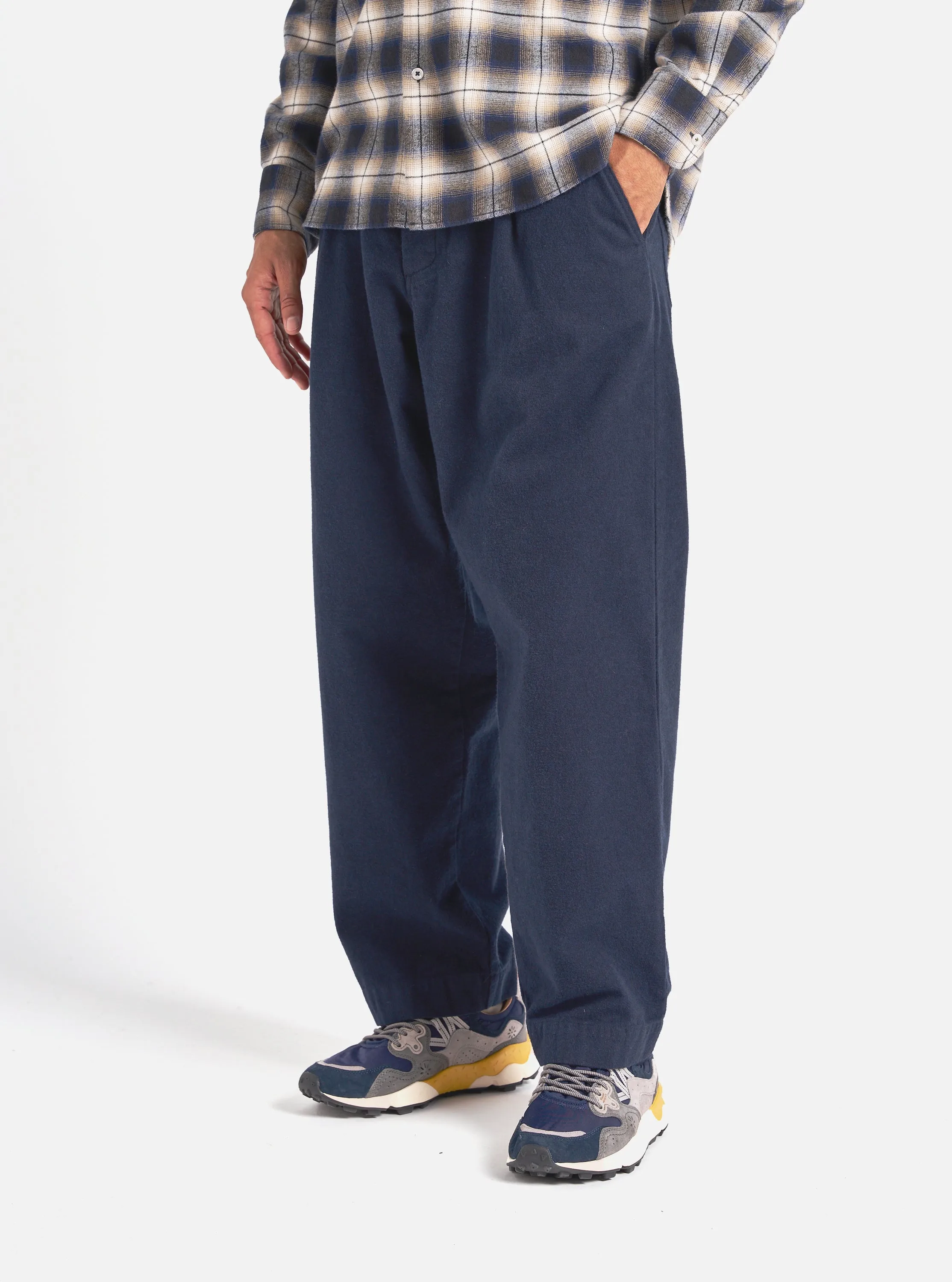 Universal Works Duke Pant in Navy Nebraska Cotton