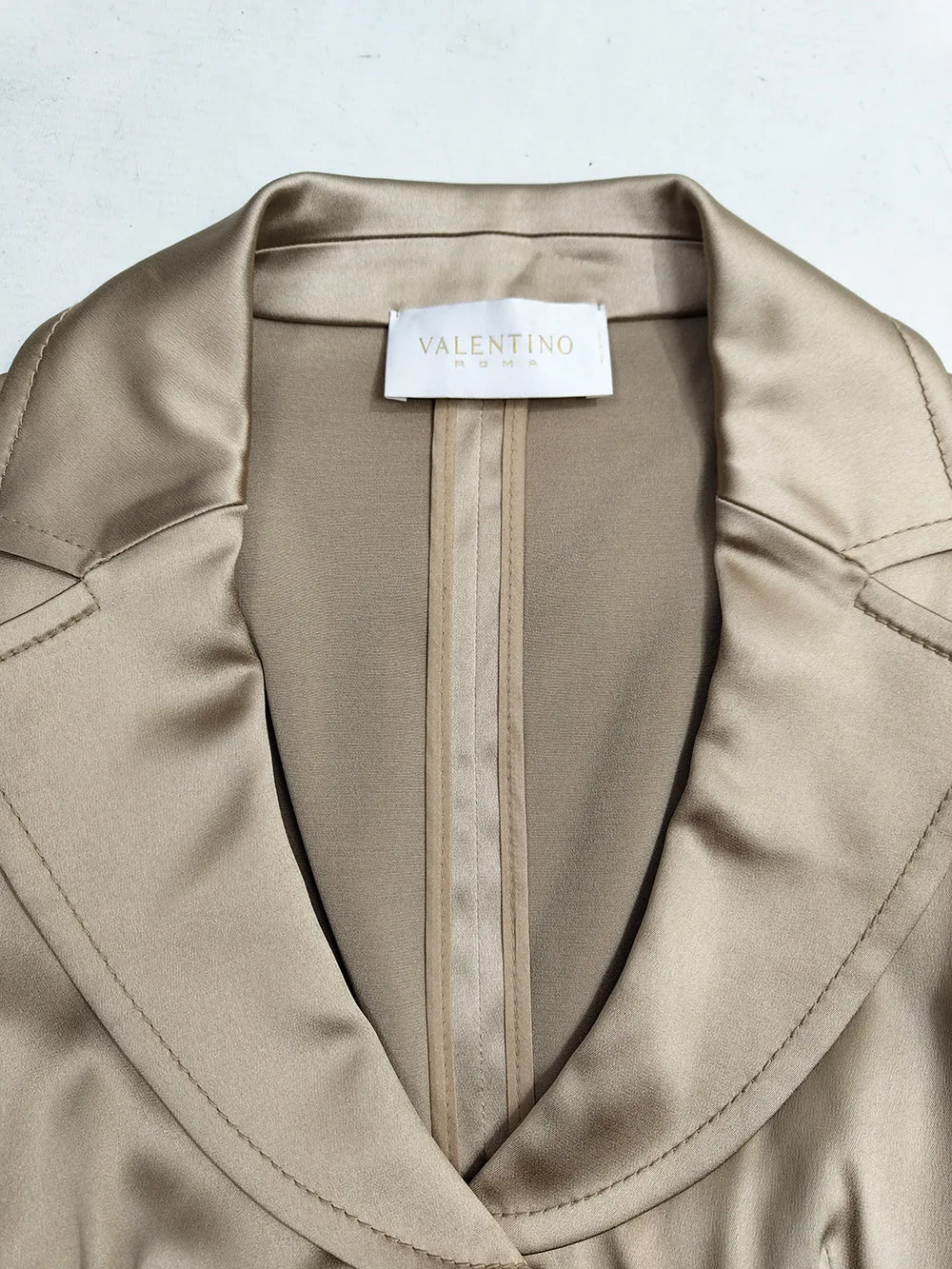 Valentino Vintage Womens Gold Satin Tailored Jacket, 2000s