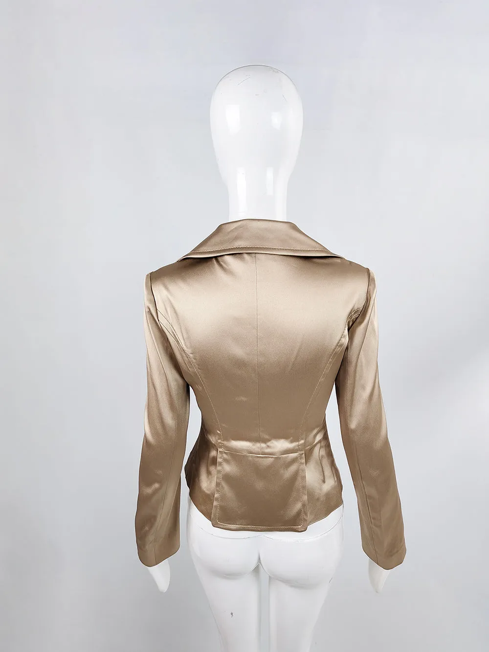 Valentino Vintage Womens Gold Satin Tailored Jacket, 2000s