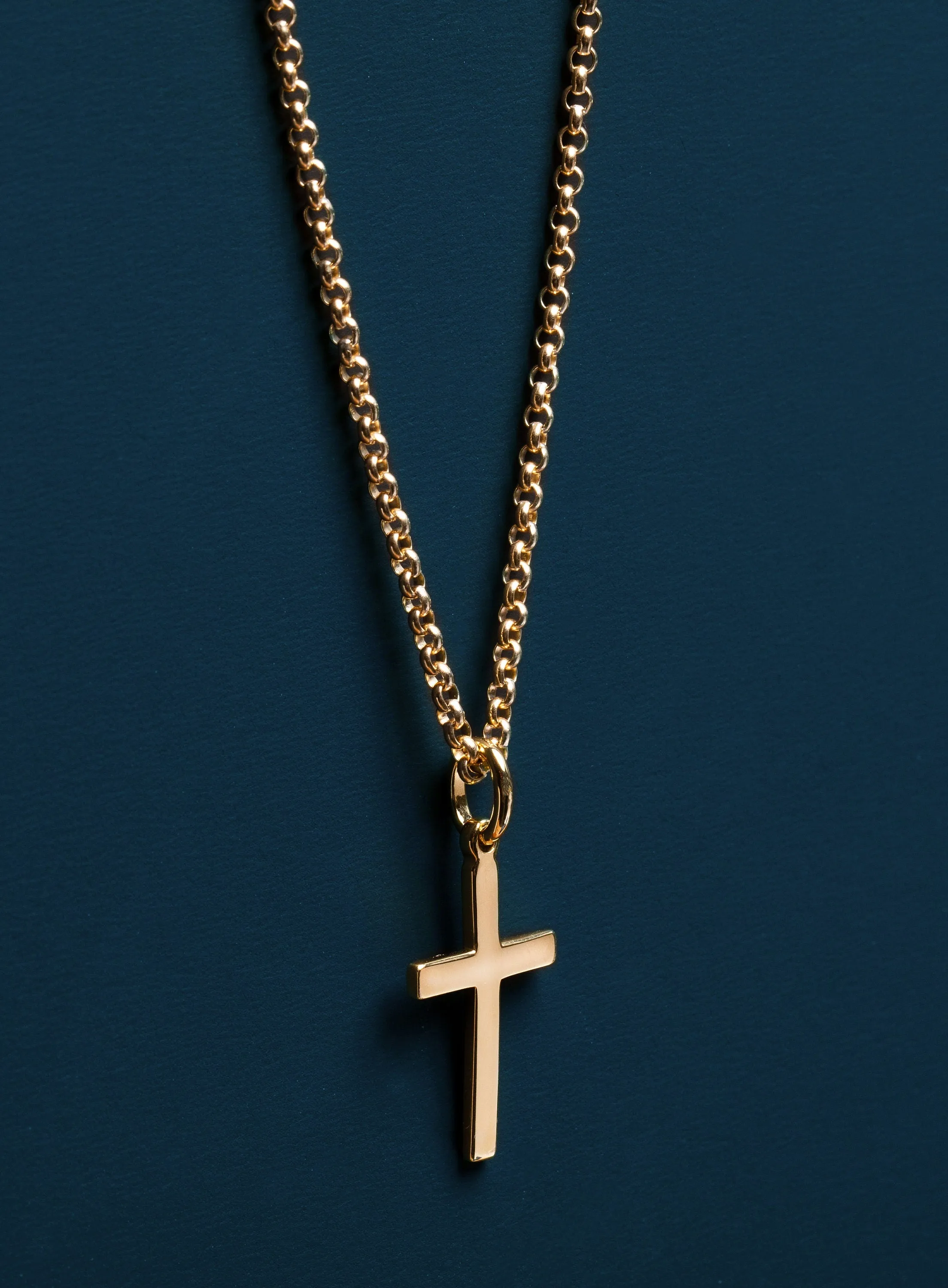 Vermeil gold Cross on 14k Gold Filled Rolo Chain