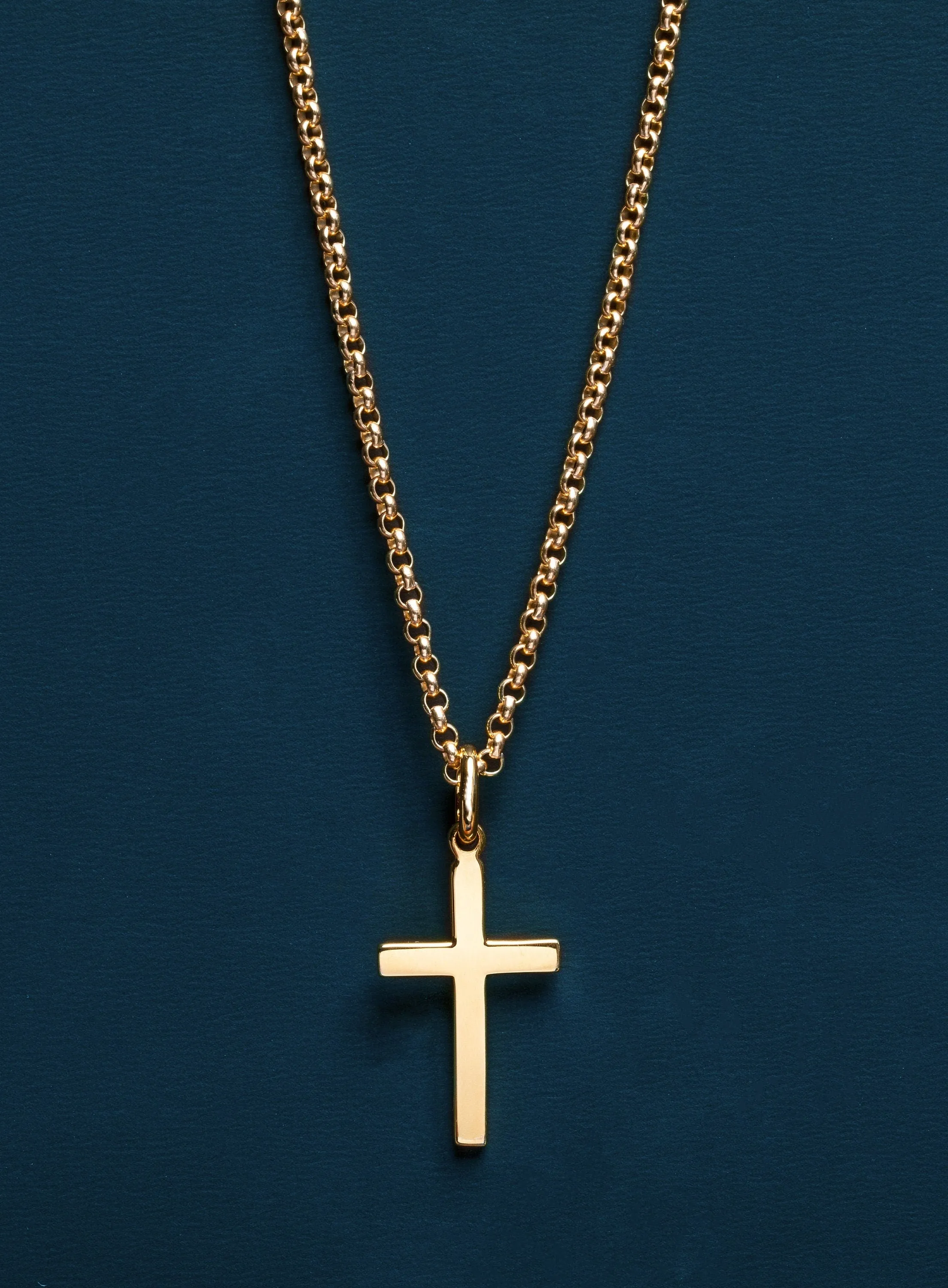 Vermeil gold Cross on 14k Gold Filled Rolo Chain