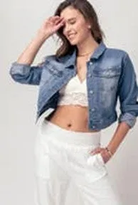 Vintage Cropped Denim Jacket - #1713-1715