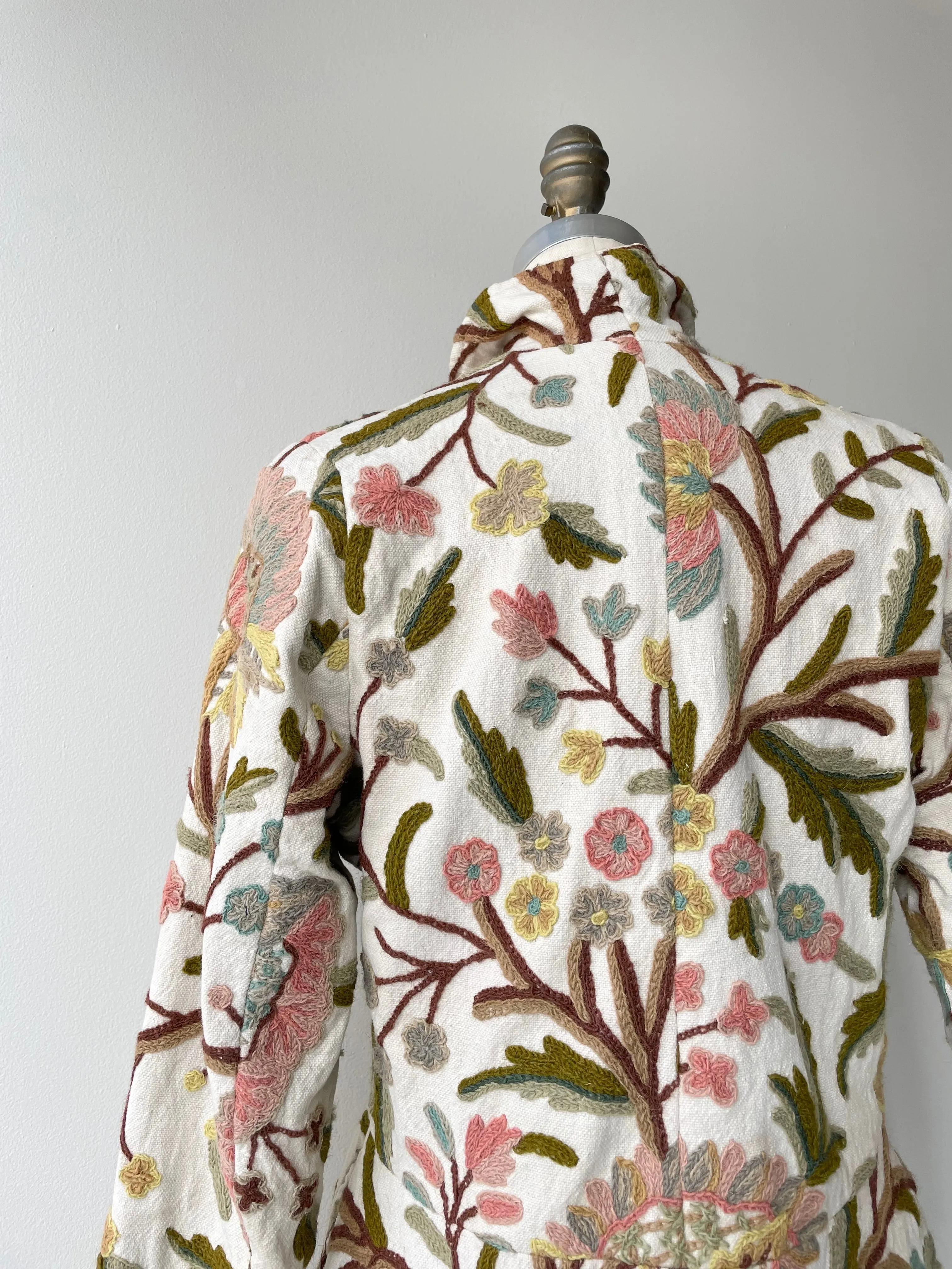 Vintage Linen Crewel Jacket