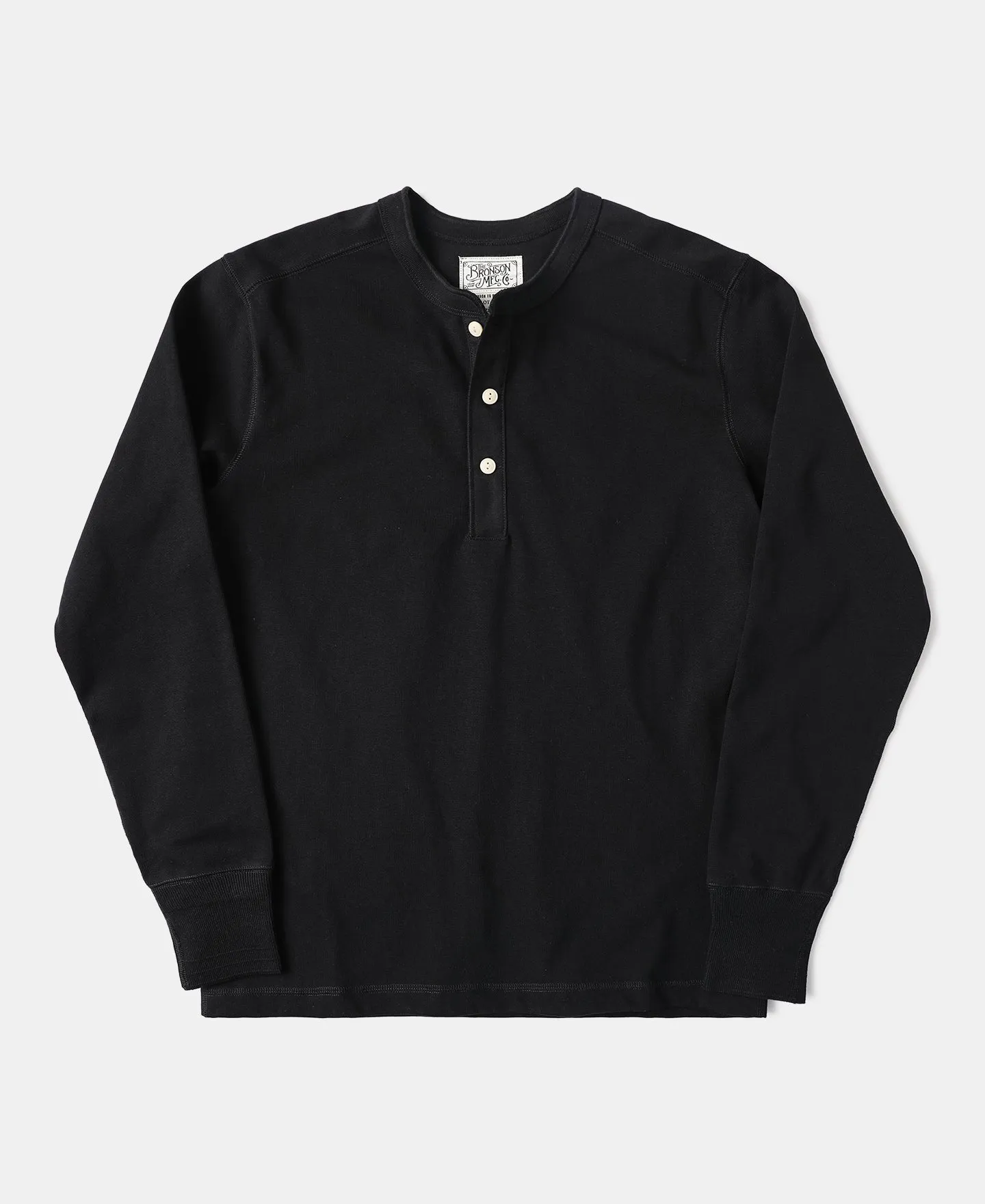 Vintage Long Sleeve Henley Shirt - Black