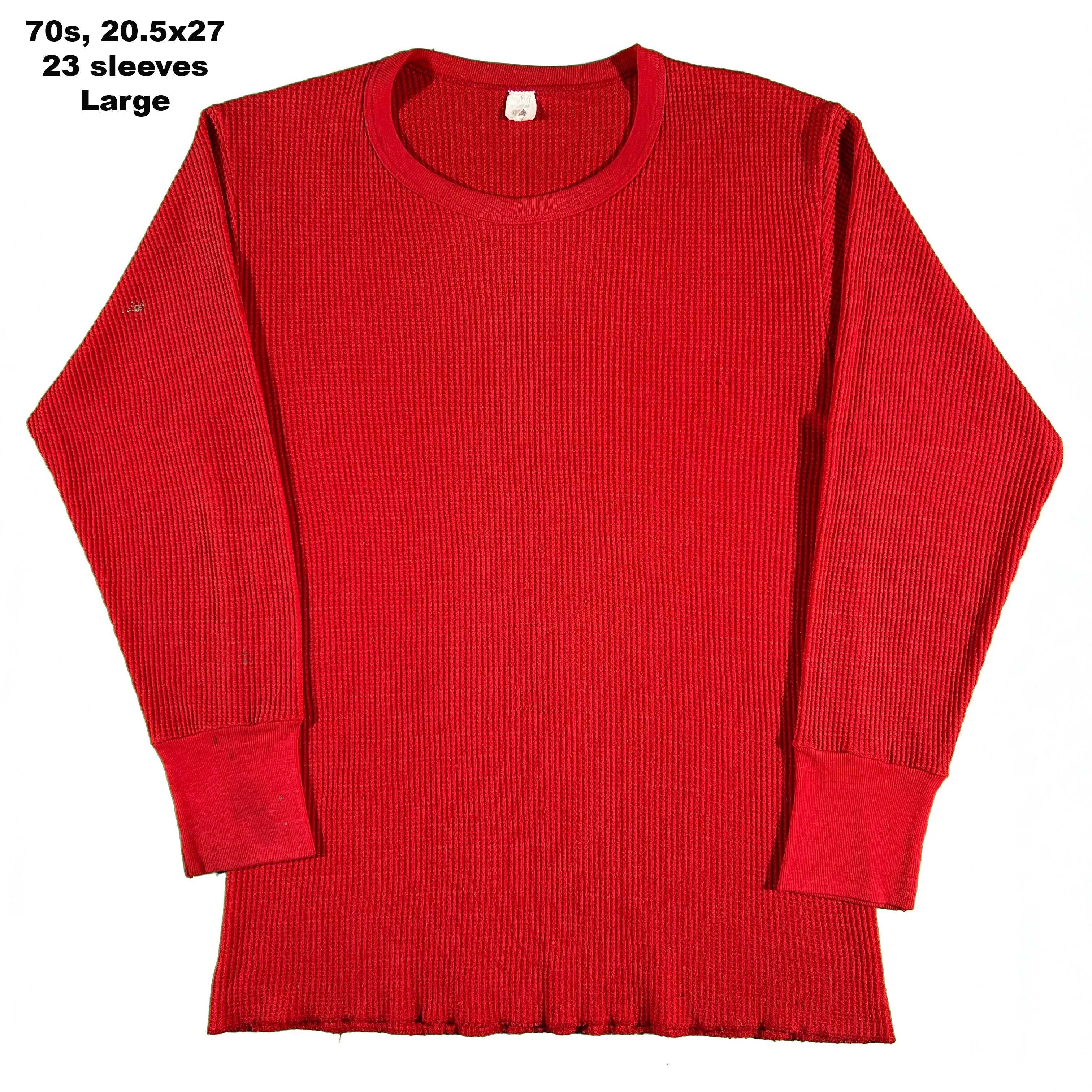 Vintage Red/Burgundy Waffle Knit Thermal- SELECT SHIRT