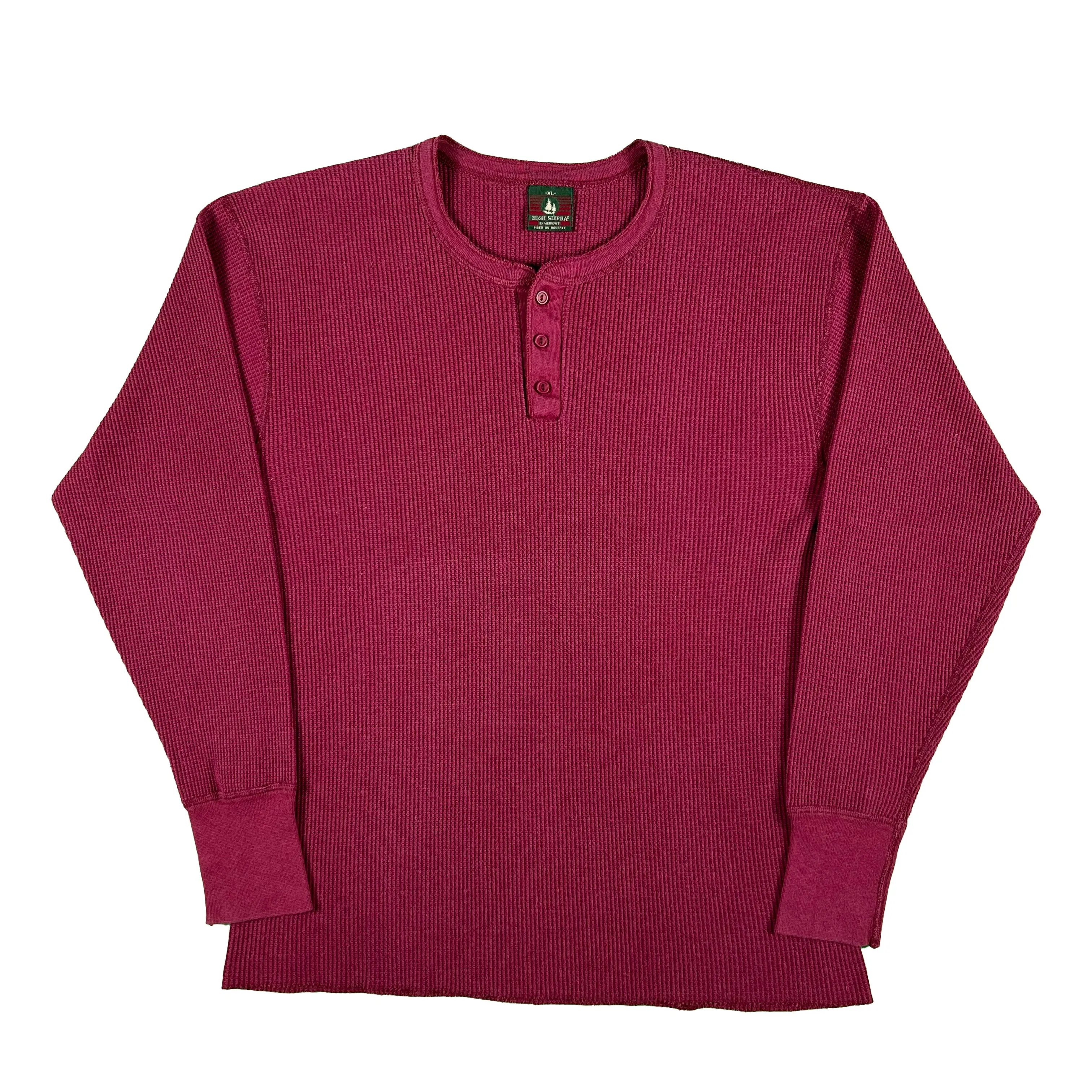 Vintage Red/Burgundy Waffle Knit Thermal- SELECT SHIRT