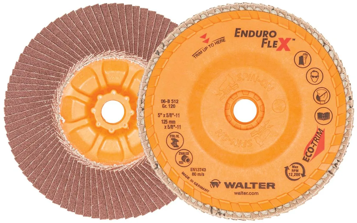 Walter 06B512 5" 120 Grit Spin-On Enduro-Flex Flap Disc