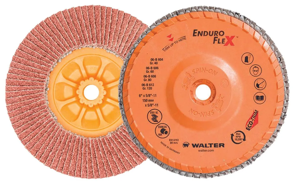 Walter 06B604 6" 40 Grit Spin-On Enduro Flex Flap Disc