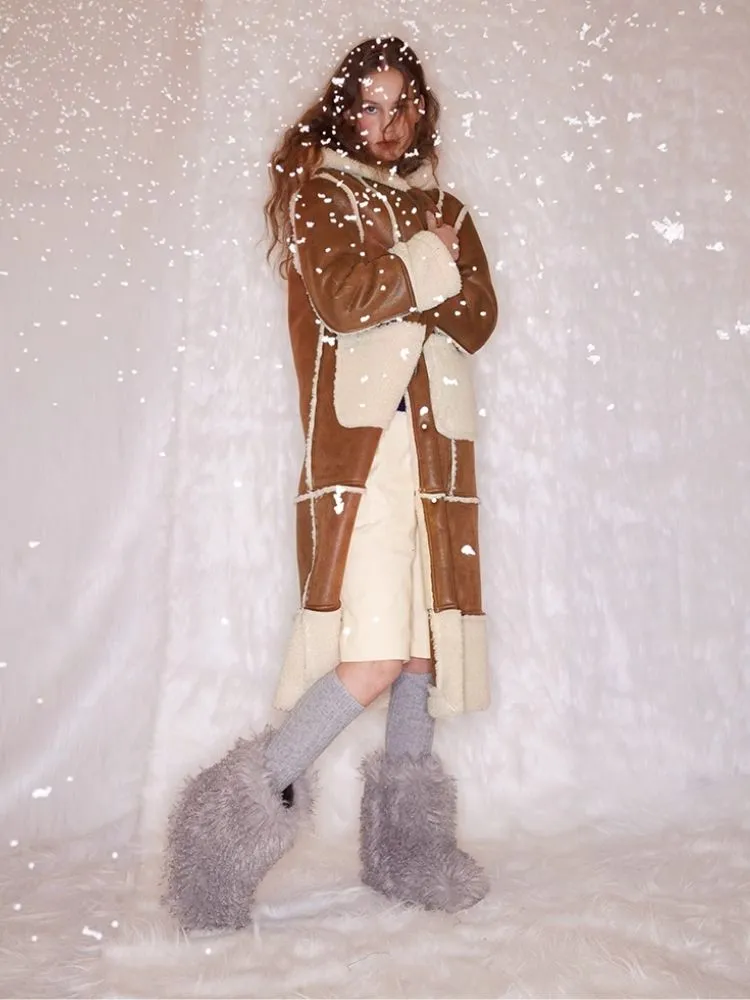 Warm fur one thick long coat【s0000005922】