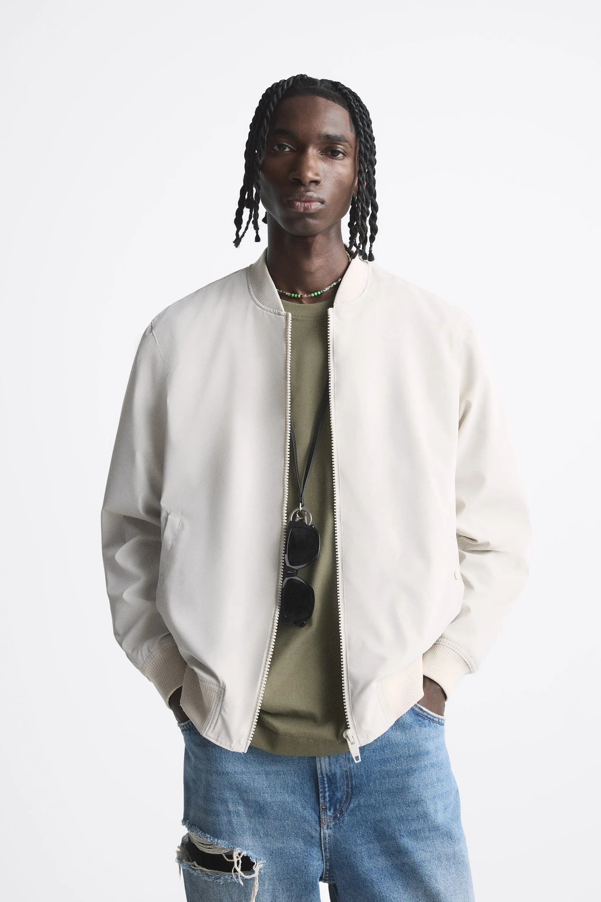 WHITE BOMBER JACKET